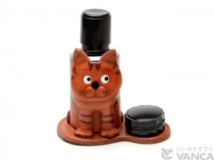 Cat Japanese Leather Seal Stand #26289