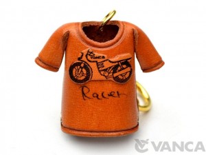 Racer Bike T-shirt Leather Keychain