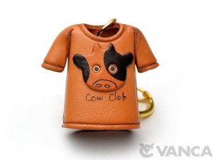 Cow T-shirt Leather Keychain
