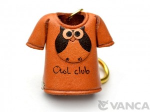 Owl T-shirt Leather Keychain