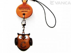 Owl C Leather Cellularphone Charm Alphabet