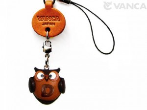 Owl D Leather Cellularphone Charm Alphabet