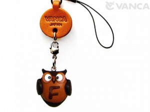Owl F Leather Cellularphone Charm Alphabet