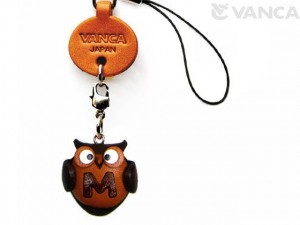 Owl M Leather Cellularphone Charm Alphabet