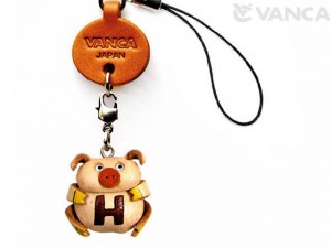 Pig H Leather Cellularphone Charm Alphabet