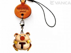 Pig T Leather Cellularphone Charm Alphabet