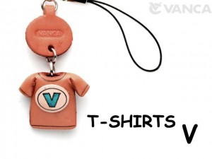 V(Blue) Japanese Leather Cellularphone Charm T-shirt 