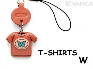 W(Blue) Japanese Leather Cellularphone Charm T-shirt 