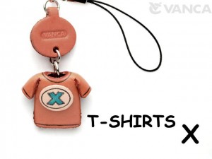 X(Blue) Japanese Leather Cellularphone Charm T-shirt 