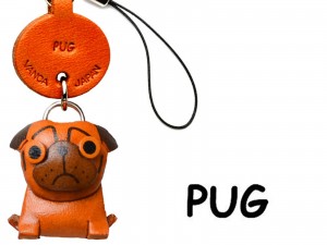 Pug Japanese Leather Cellularphone Charm #46751