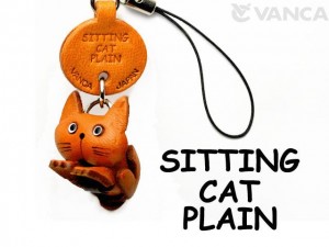 Sitting Japanese Leather Cellularphone Charm Cat