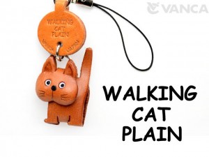 Walking Japanese Leather Cellularphone Charm Cat