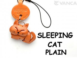 Sleeping Japanese Leather Cellularphone Charm Cat