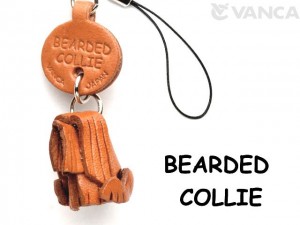 Bearded Collie Leather Cellularphone Charm