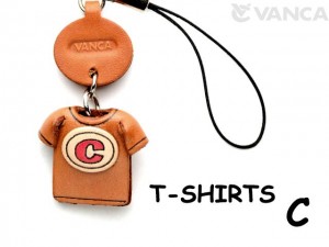 C(Red) Japanese Leather Cellularphone Charm T-shirt 