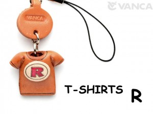 R(Red) Japanese Leather Cellularphone Charm T-shirt 