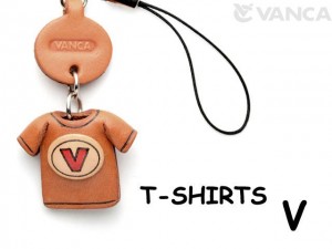 V(Red) Japanese Leather Cellularphone Charm T-shirt 