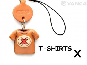 X(Red) Japanese Leather Cellularphone Charm T-shirt 