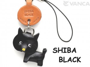 Shiba Dog Black Leather Cellularphone Charm #46759