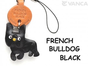 French Bulldog Black Leather Cellularphone Charm