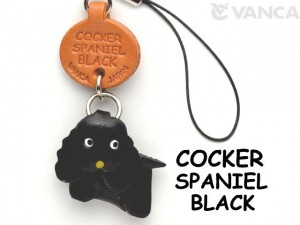 Cocker Spaniel Black Leather Cellularphone Charm