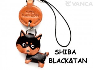 Shiba Dog Black&Tan Leather Cellularphone Charm #46777