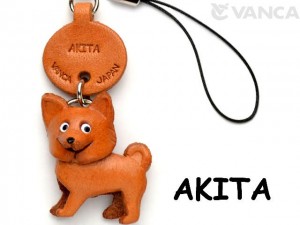 Akita Dog Leather Cellularphone Charm #46778