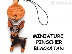 Mini Pinscher Black&Tan Leather Cellularphone Charm #46783