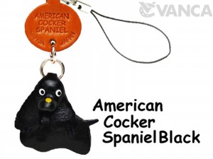 American Cocker Spanie Black Leather Cellularphone Charm #46791