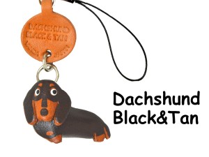 Dachshund Smooth Black&Tan Dog Leather Cellularphone Charm #46792