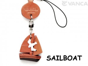 Sailboat Japanese Leather Cellularphone Charm Goods