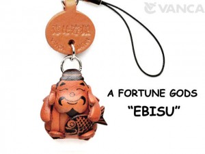 Ebisu(God of Ocean) Leather Cellularphone Charm