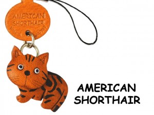 American Shorthair Japanese Leather Cellularphone Charm Cat