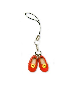 Red shoes with ribbon Leather cellular phone Charm