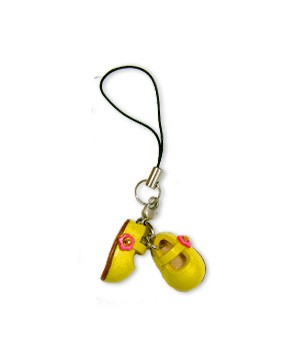 First shoes yellow Leather cellular phone Charm