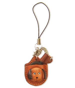 Dog Japanese Leather Cellularphone Charm Magnifying glass