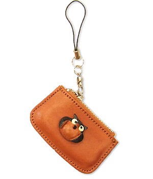 Owl Japanese Leather Cellularphone Charm Change Purse 