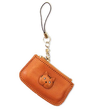 Cat Japanese Leather Cellularphone Charm Change Purse