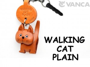 Walking Cat Plain Leather Cat Earphone Jack Accessory