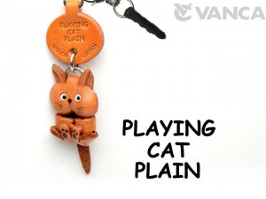 Playing Cat Plain Leather Cat Earphone Jack Accessory