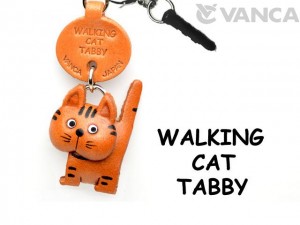 Tabby Walking Cat Leather Earphone Jack Accessory #47405