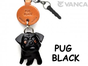 Pug Black Leather Dog Earphone Jack Accessory