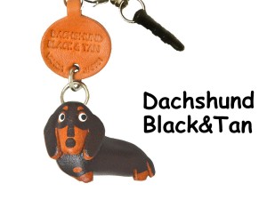 Dachshund Smooth Black&Tan Leather Dog Earphone Jack Accessory