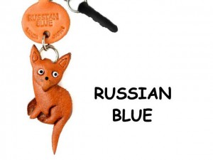 Russian Blue Leather Cat Earphone Jack Accessory