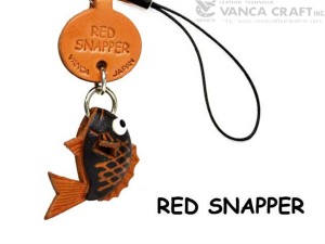 Red Snapper Japanese Leather Cellularphone Charm Fish 