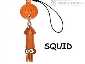 Squid Japanese Leather Cellularphone Charm Fish 