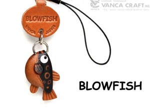 Globe/Blow/Puffer Fish Japanese Leather Cellularphone Charm Fish 