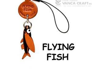 Flying fish Japanese Leather Cellularphone Charm Fish 