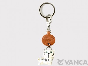 White Tiger Japanese Leather Keychains Animal