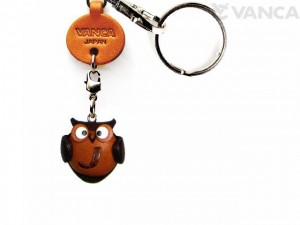 Initial Owl J Leather Animal Keychain 